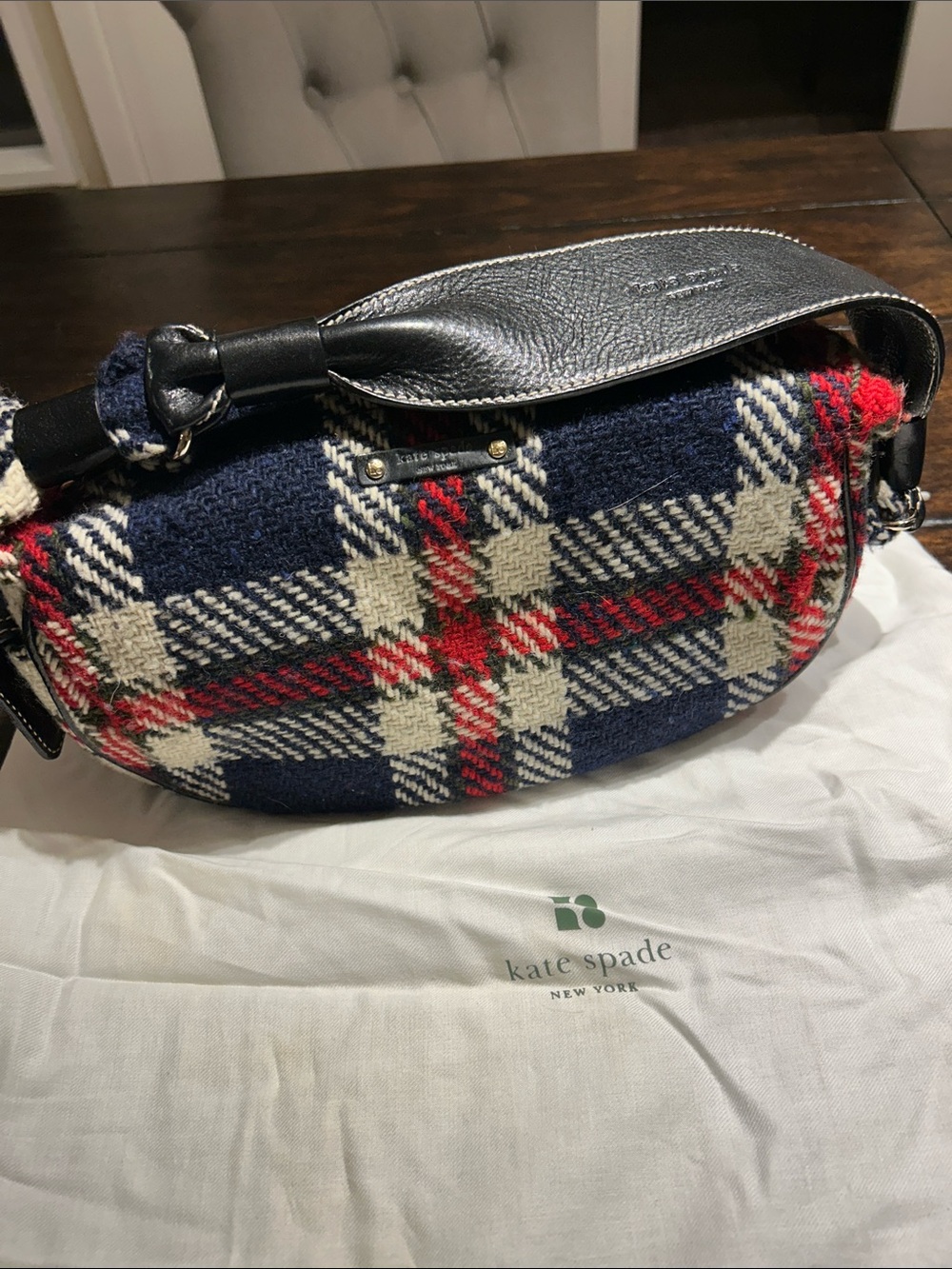 kate spade Navy Red Cream Plaid Mini Crossbody